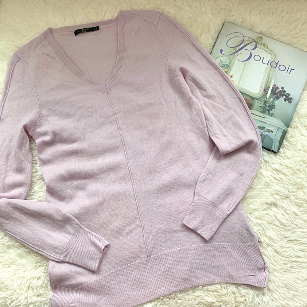 Lusso 100% Cashmere Sweater in lavender purple SM MED